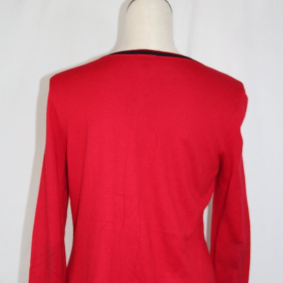 Talbots Red Cotton Cashmere/Cotton Blend Cardigan Sweater Pearl Buttons PM - Picture 9 of 12